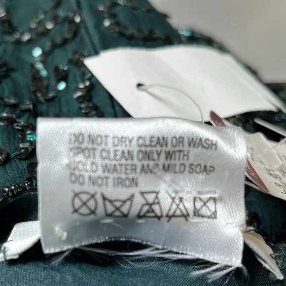 Vintage 90s NWT Beaded Sequin Soutache Cocktail Dress Emerald Green Size S/M - Picture 11 of 12